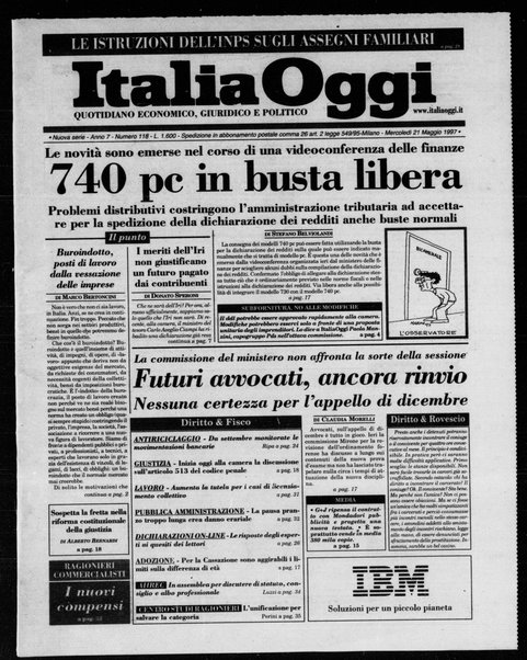 Italia oggi : quotidiano di economia finanza e politica